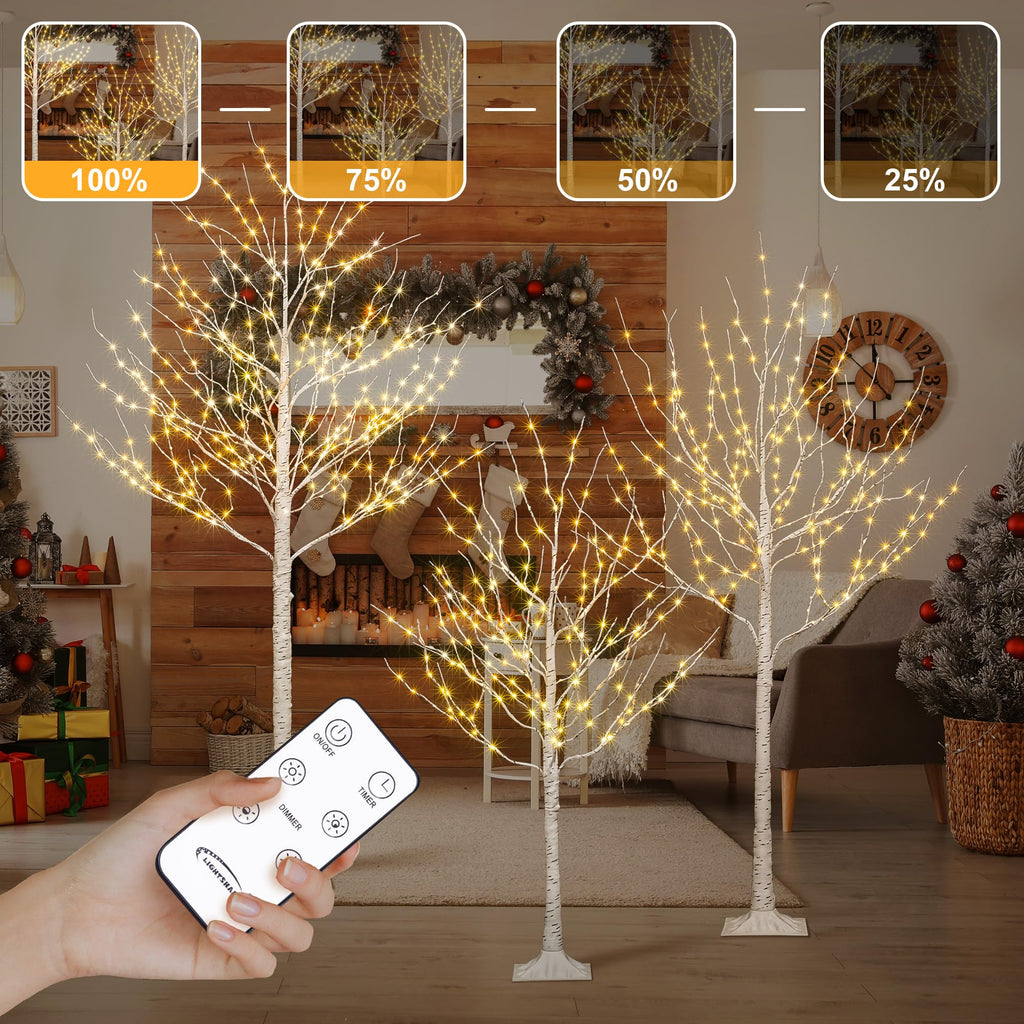 Lighted Birch Twig Tree with Fairy Lights, Pack of 3 Warm White T856