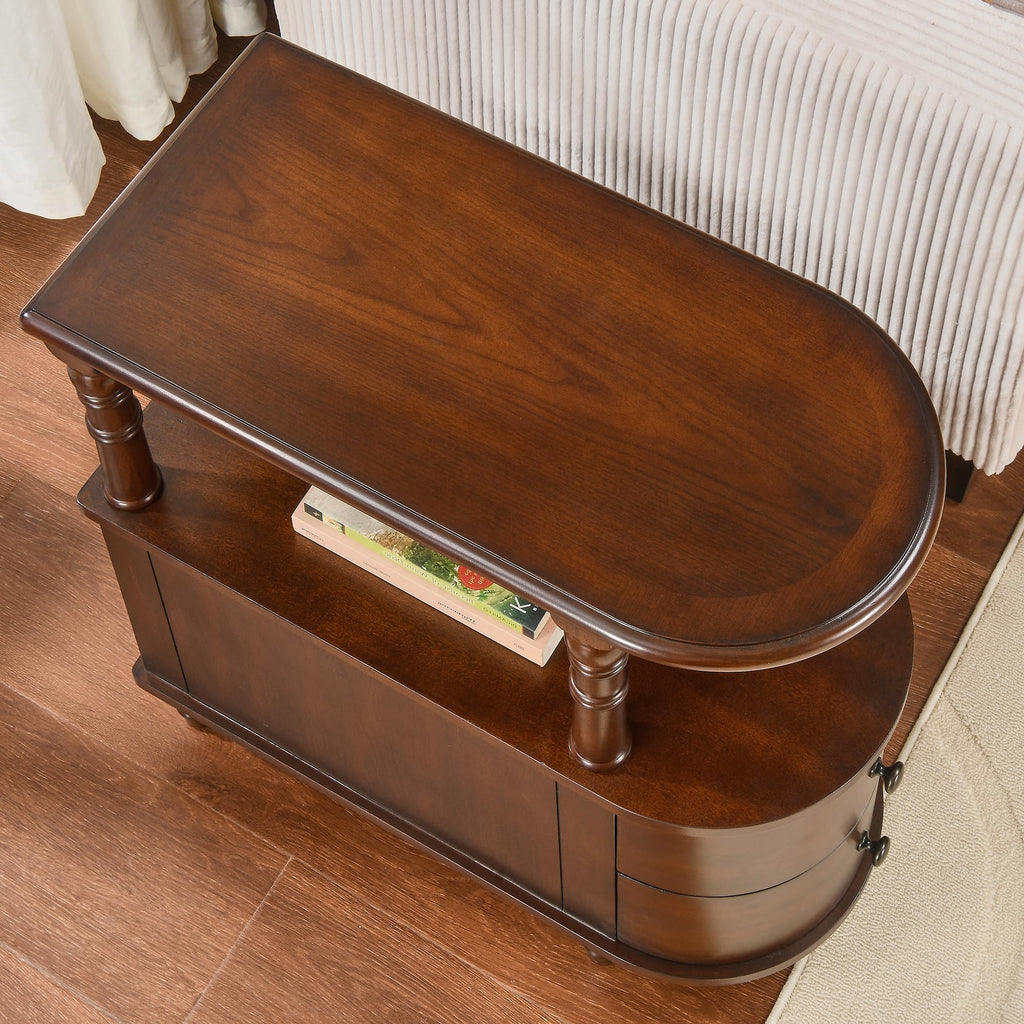 Solid Wood End Table with 2 Drawers V3967