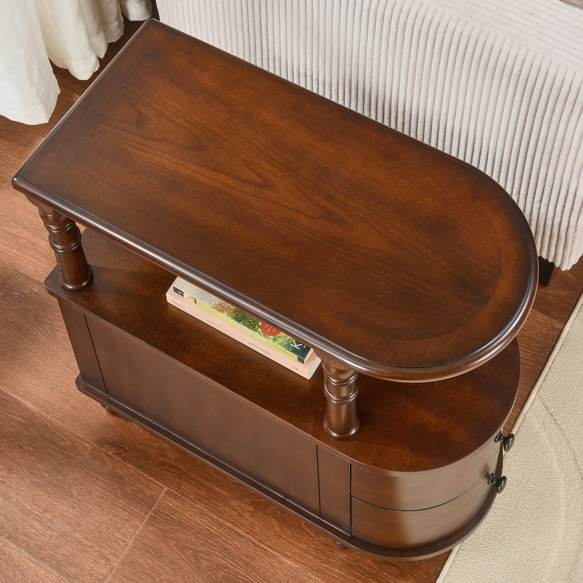 Solid Wood End Table with 2 Drawers V3967