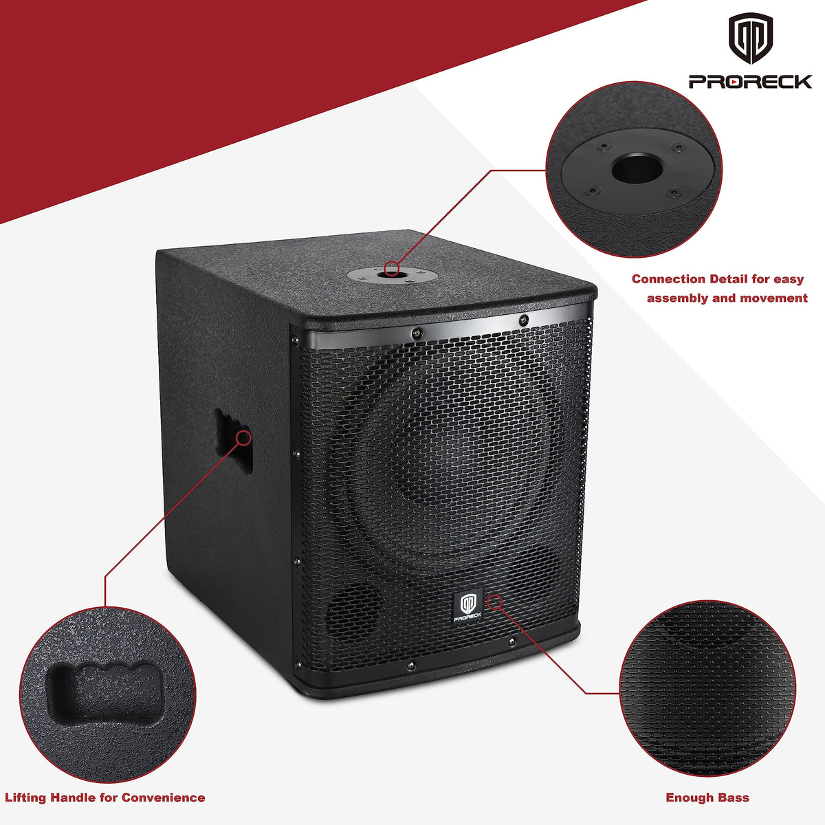 Powered 15 inch PA DJ Subwoofer with Class-D Amplifier, Black V701722