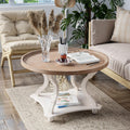 Round White Coffee Table with Tray Top G4925