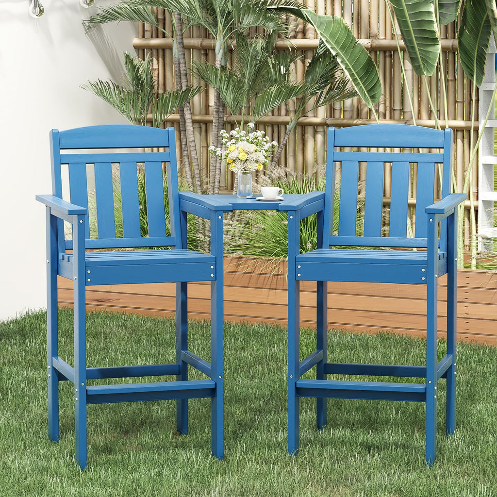 HDPE Adirondack Bar Stools Set of 2 with Connecting Tray T676633