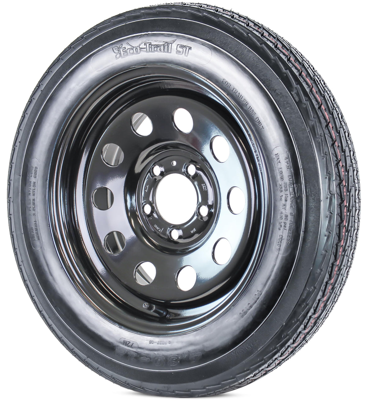 2-Pack Trailer Tire Rim Assembly 4.80-12 5 Lug Black Z5833