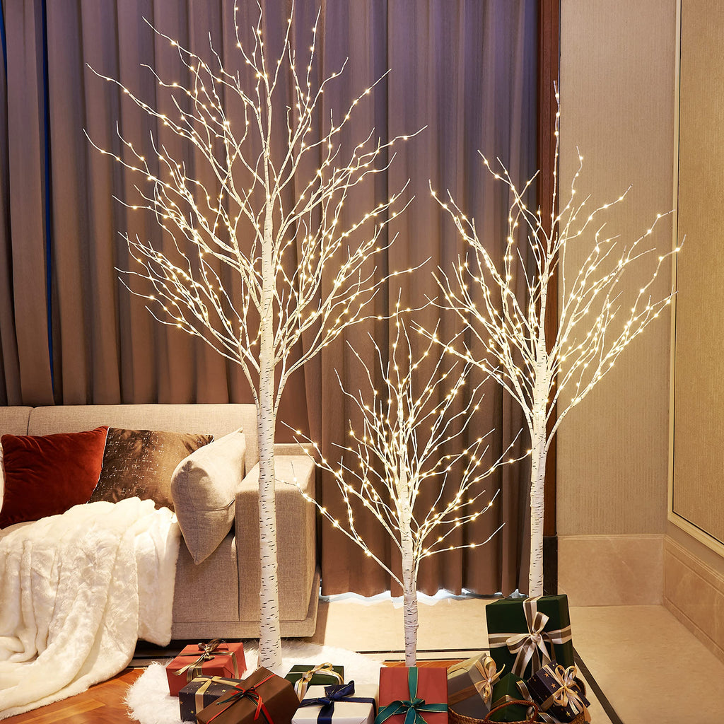 Lighted Birch Twig Tree with Fairy Lights, Pack of 3 Warm White T856