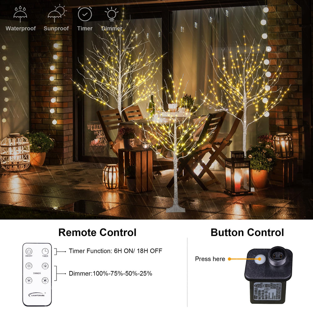 Lighted Birch Twig Tree with Fairy Lights, Pack of 3 Warm White T856
