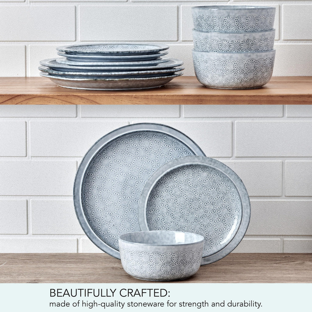 12 Piece Blue Dinnerware Set C652